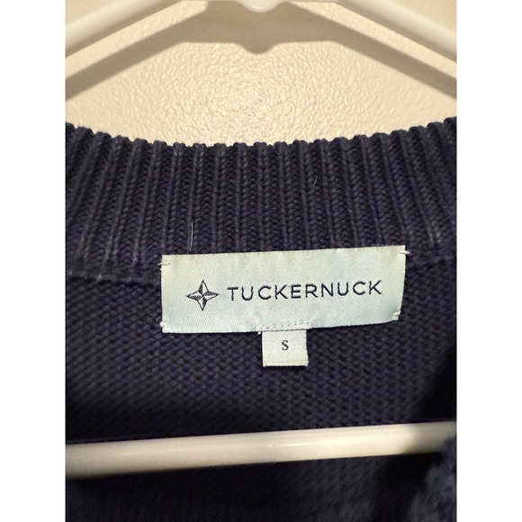 Tuckernuck Navy Blue Cotton Knit Sweater Size Small - Picture 2 of 7